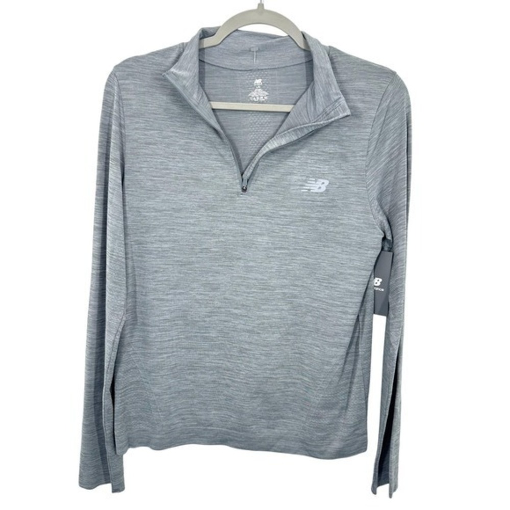 New Balance Women's Heather Gray Quarter Zip Long Sleeve Running Top NWT
